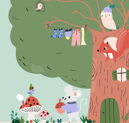Cherche et trouve dans la forêt, détail